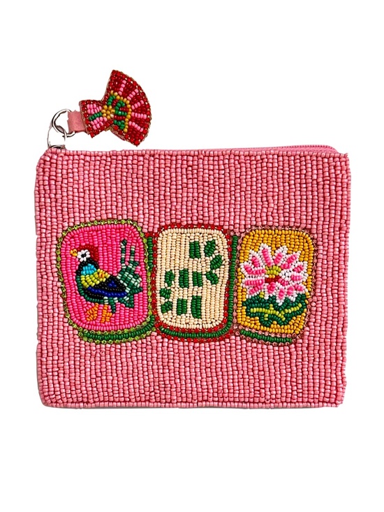 Lily Posh Handbags - Mahjong Coin Purse, Mahjong Tiles Beaded Bag, Lily Posh